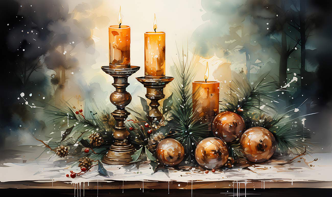 weihnachten motiv kerzen kugeln