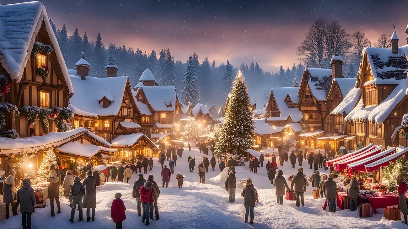 weihnachtsmarkt schnee dorf